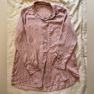 Pink Satin Effect Shirt with Chain Print from Zara